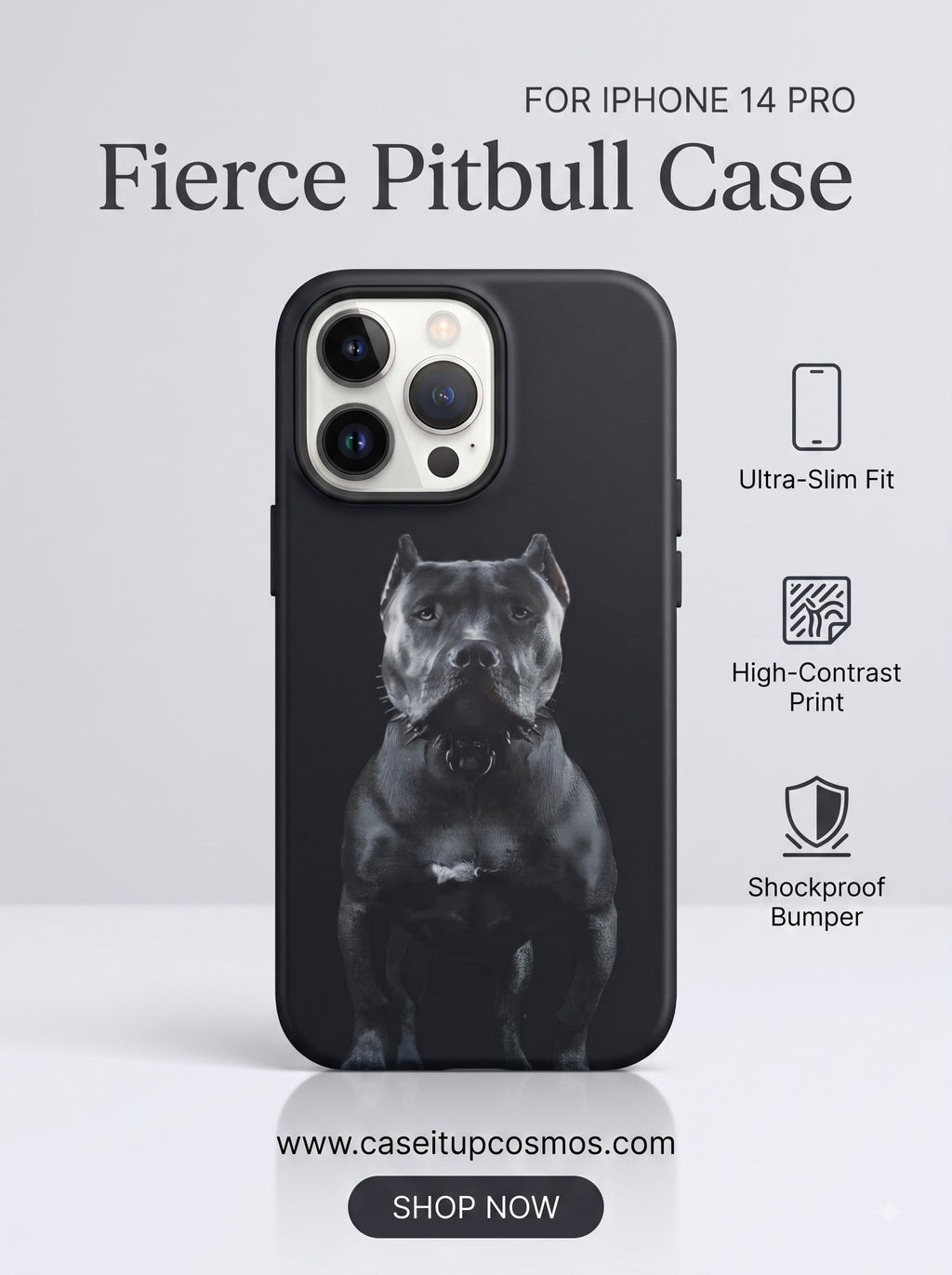 Alpha Pitbull Spiked Collar Shockproof iPhone Cover | High-Contrast Print