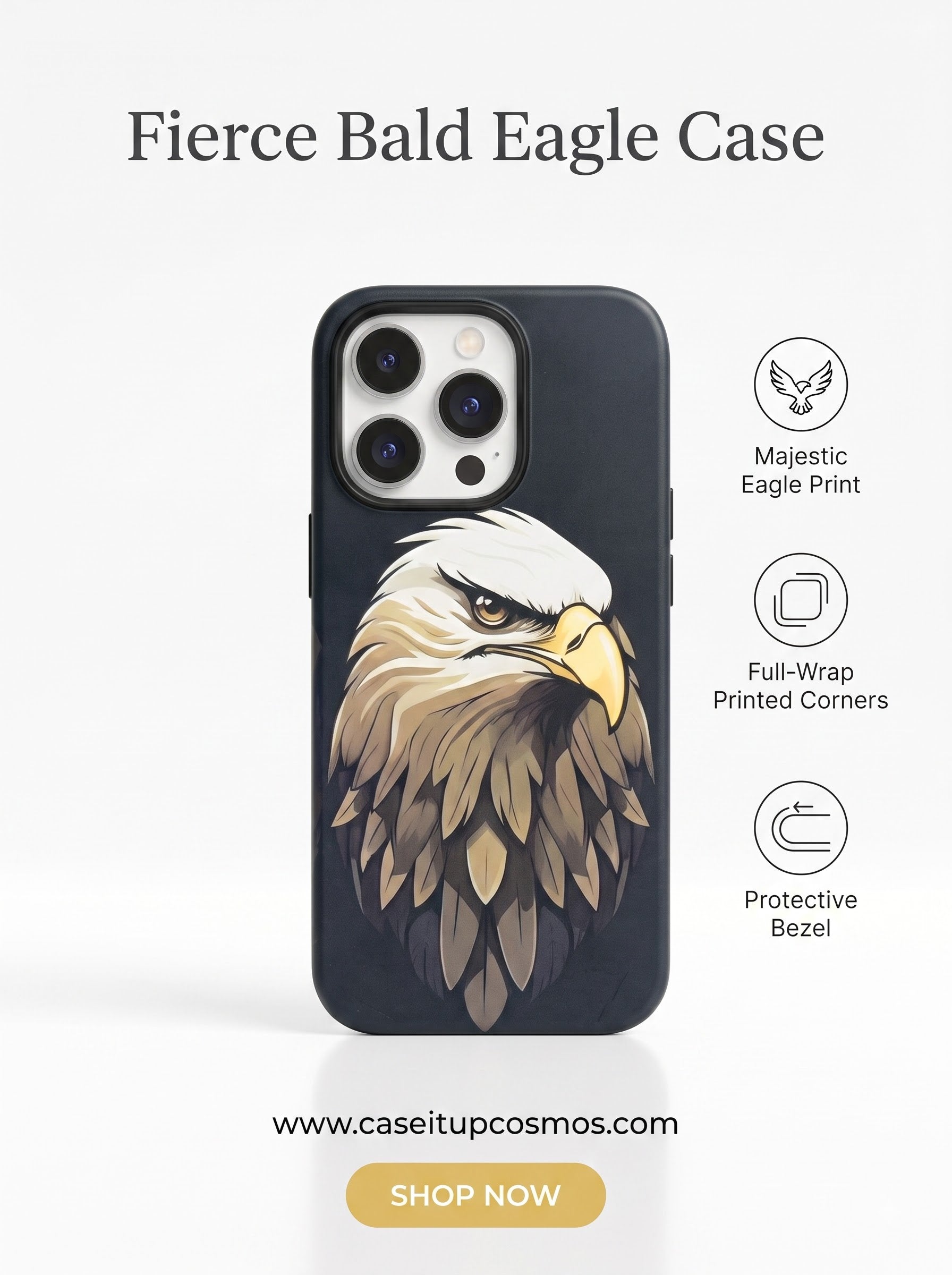 Majestic Eagle Graphic Shockproof iPhone Cover | Raised Camera Guard