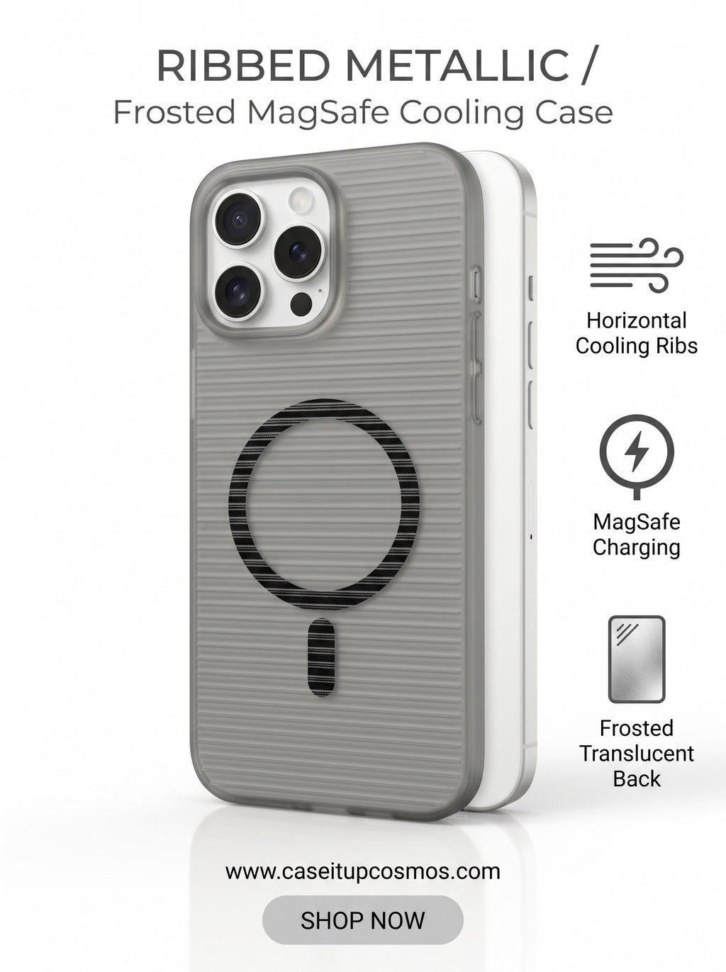 Minimalist Parallel Ribbed MagSafe Case for iPhone | Frosted Translucent Back