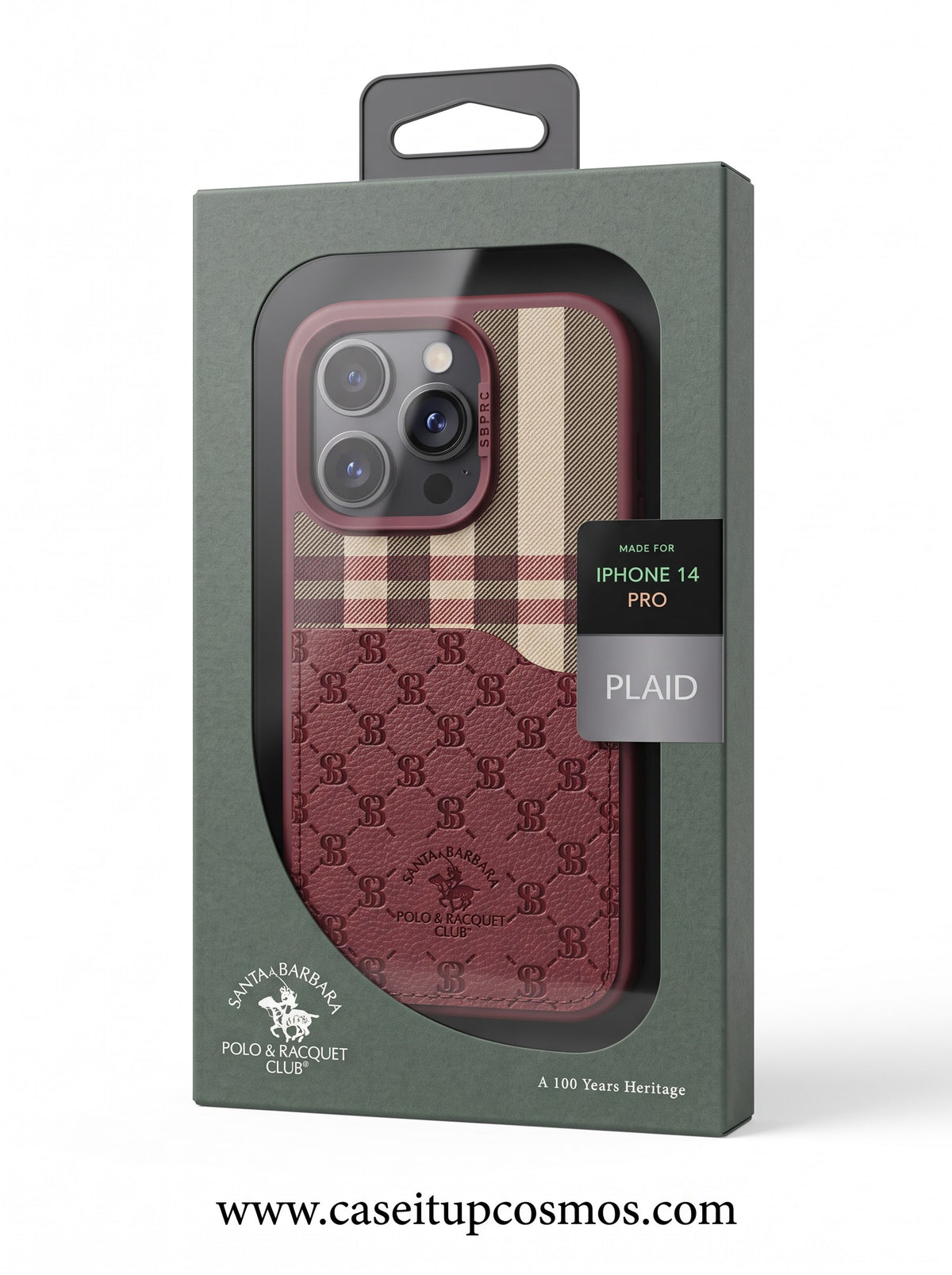 A Luxury Burgundy Tartan Plaid & Debossed Leather Case for iPhone | Suede Interior