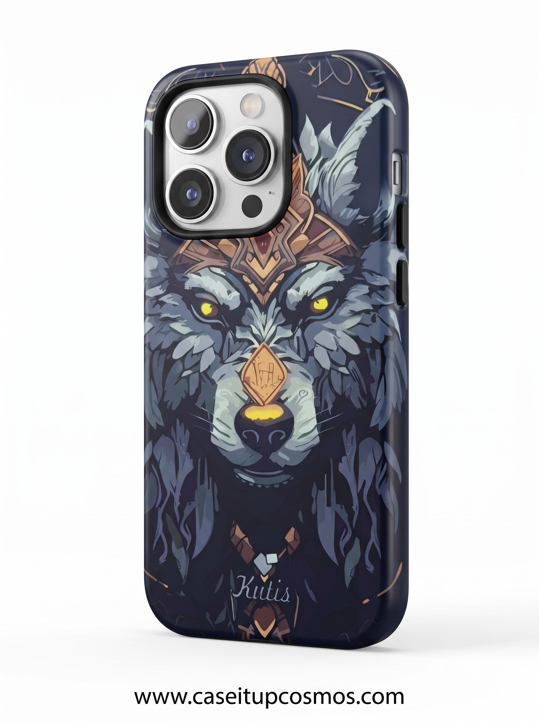 Nordic Mystic Wolf Crown Armor iPhone Cover | 3D Full-Wrap Print