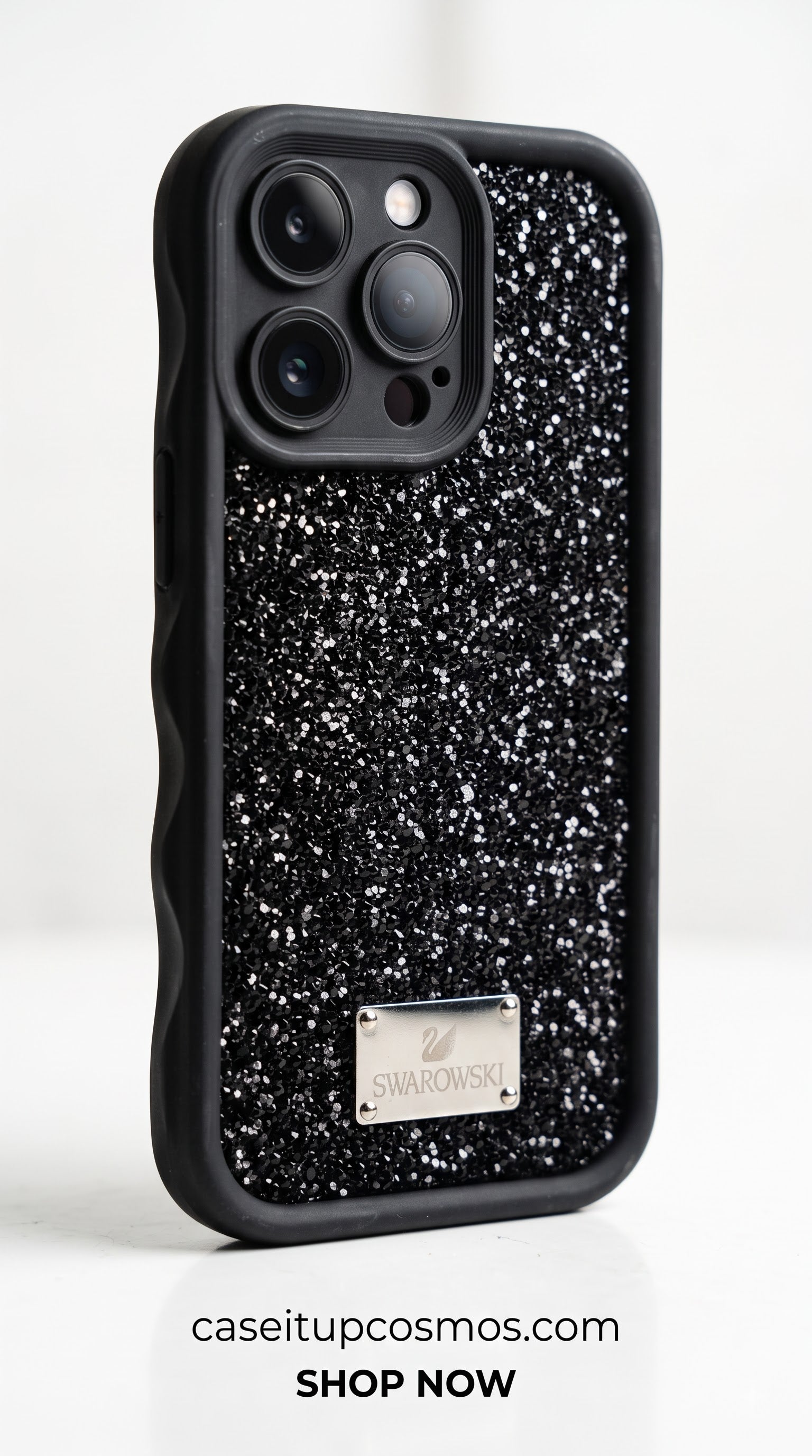 Premium Glitter Silicone Phone Case – Luxury Crystal Sparkle Shockproof Cover | Beige Frame