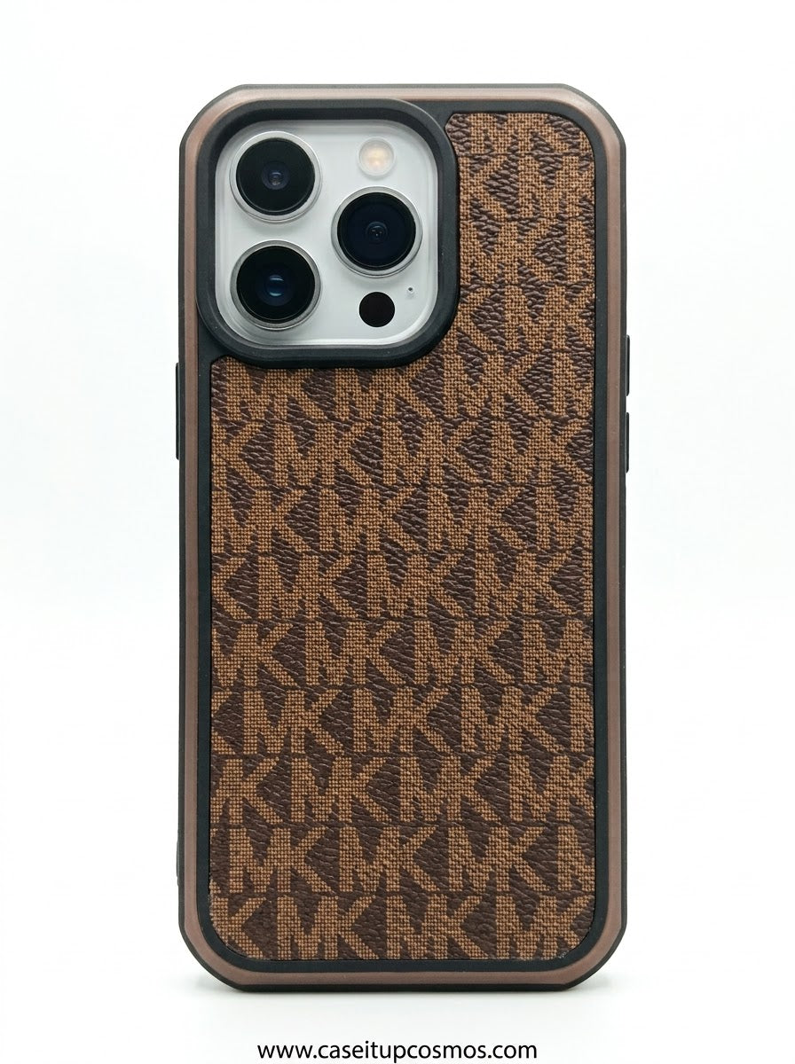 Luxury Woven Monogram Canvas iPhone Cover | Brushed Bronze Frame