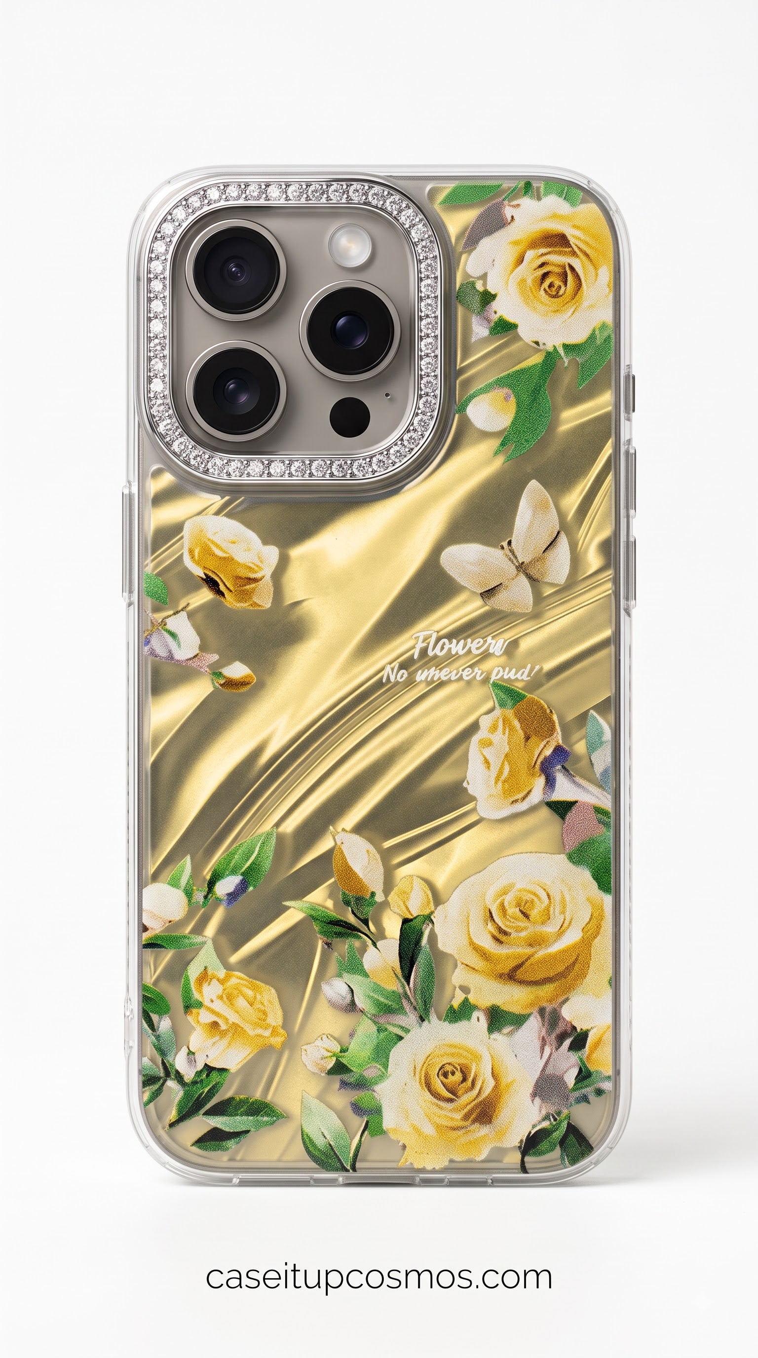 Floral Luxe Crystal Camera Phone Case – Premium Shockproof Transparent Cover