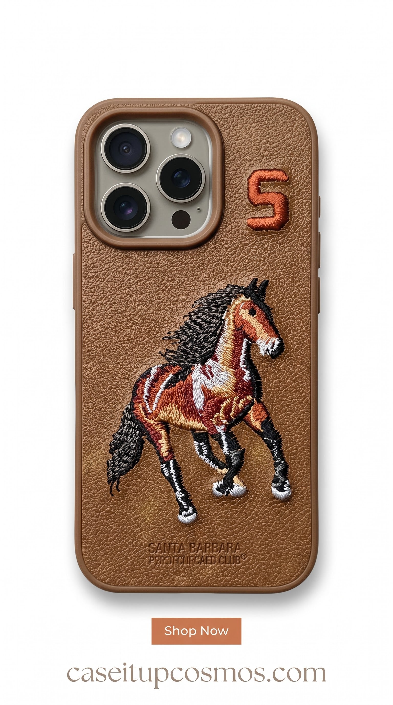Luxury Embroidered Horse Leather Case – Premium Leather Finish | Shockproof Protective Phone Case