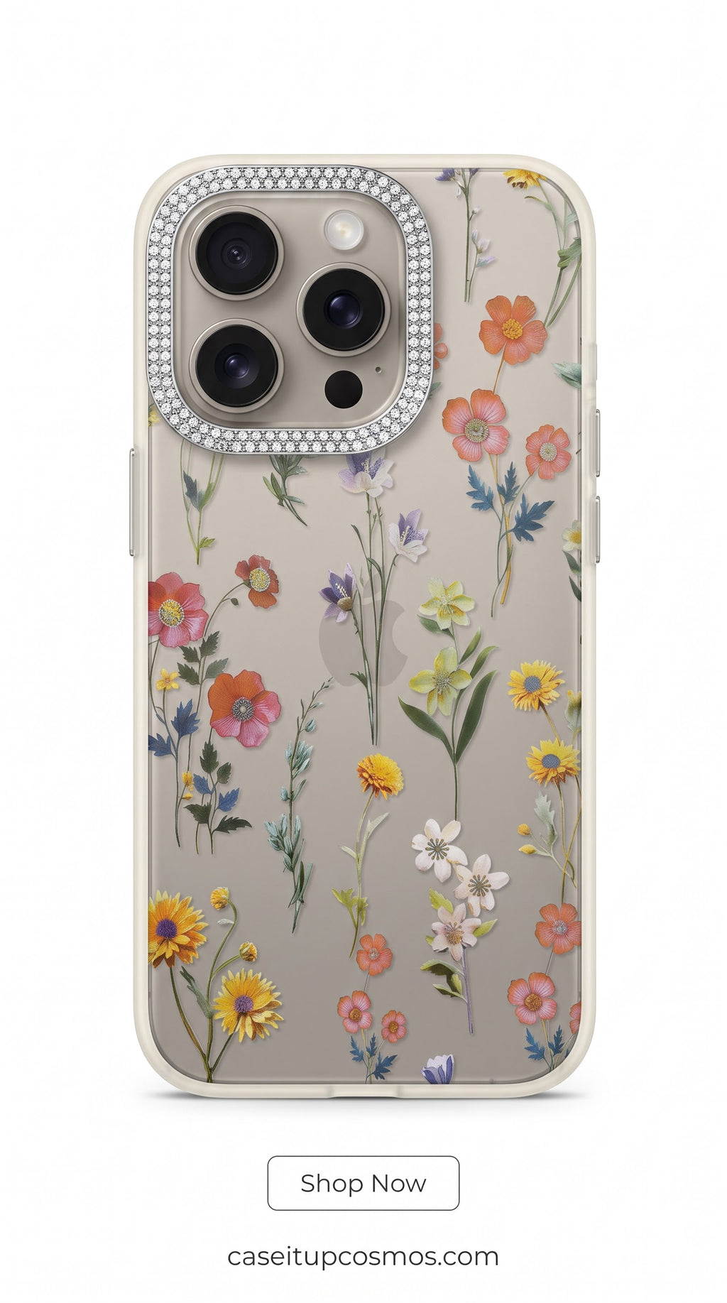 Botanical Crystal™ Floral Diamond Camera Case – Luxury Shockproof Phone Cover