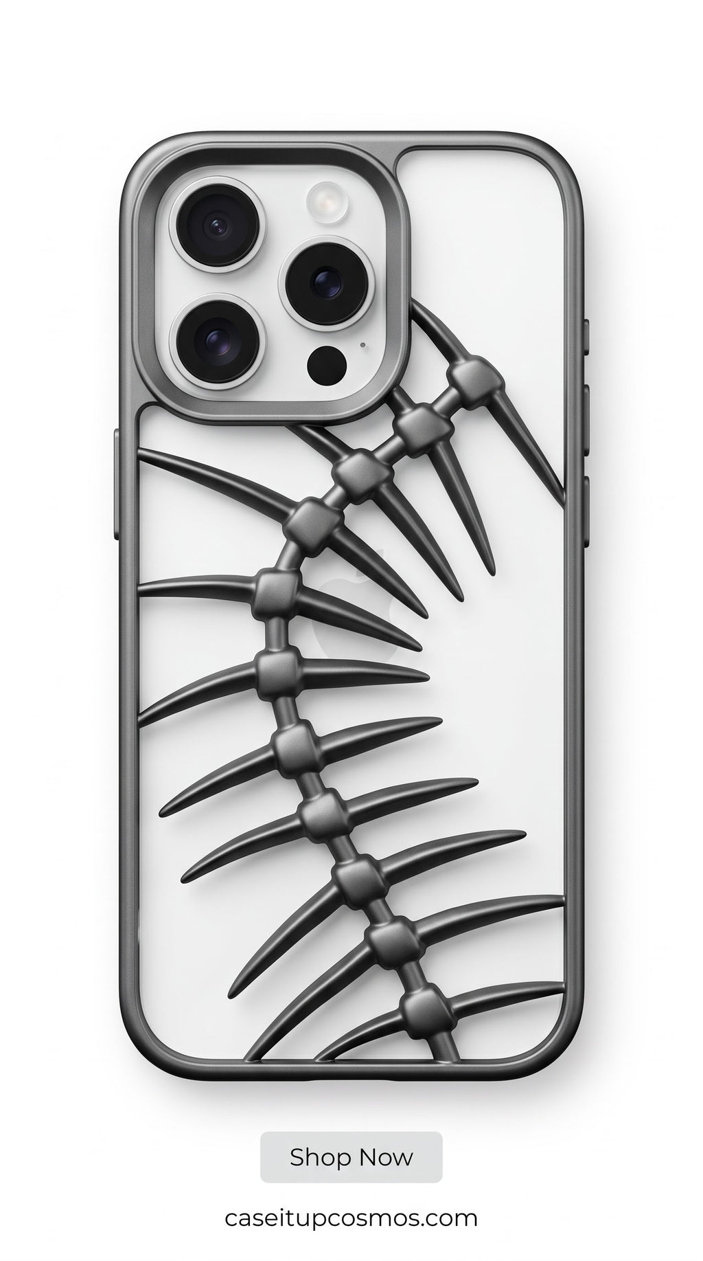Titanium Grey Skeleton Armor Case for iPhone 15 Pro | Premium Shockproof Protective Cover