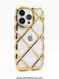 The Glamour Edition Gold Quilted Wavy Case for iPhone | Raised Lens Guard