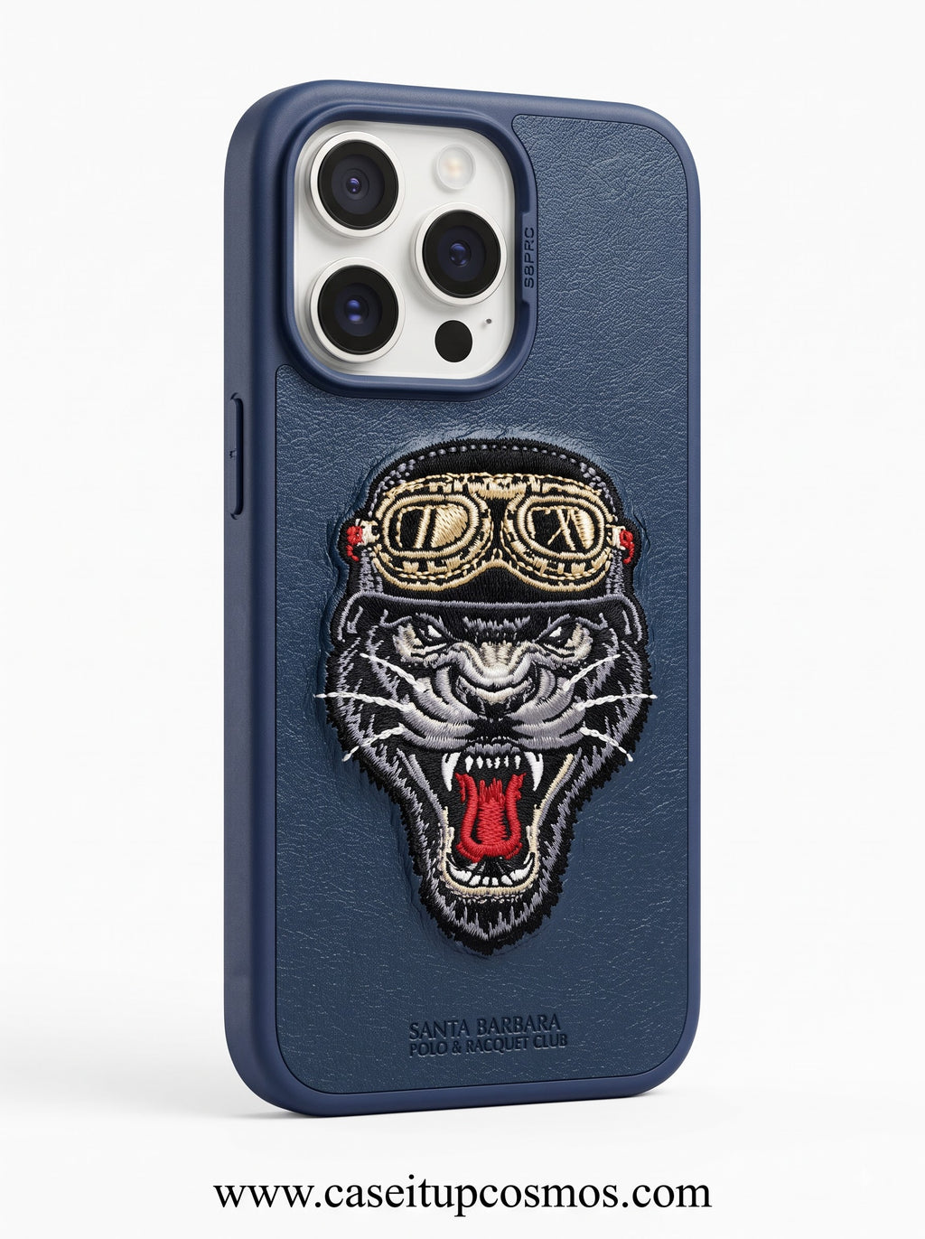 The Wild Biker Edition Embroidered Panther Leather Case for iPhone