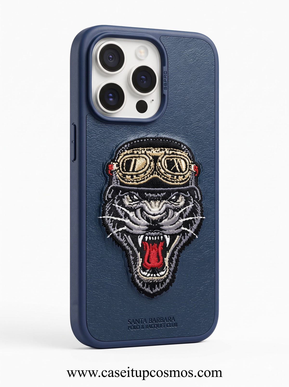 The Wild Biker Edition Embroidered Panther Leather Case for iPhone
