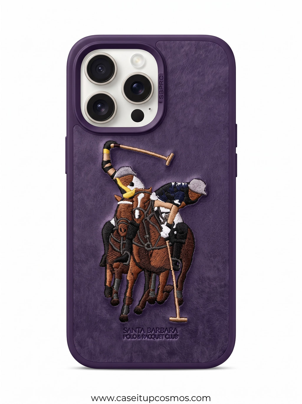 Luxury Velvet Purple Equestrian Polo Match Case for iPhone | Suede Interior Bed