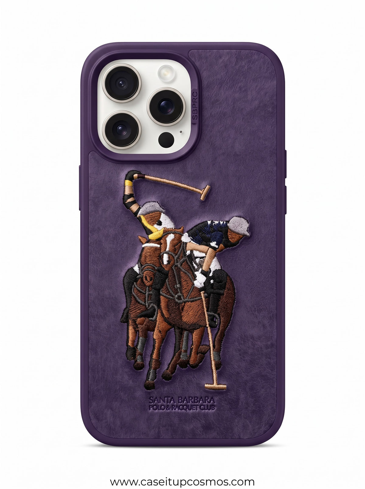 Luxury Velvet Purple Equestrian Polo Match Case for iPhone | Suede Interior Bed