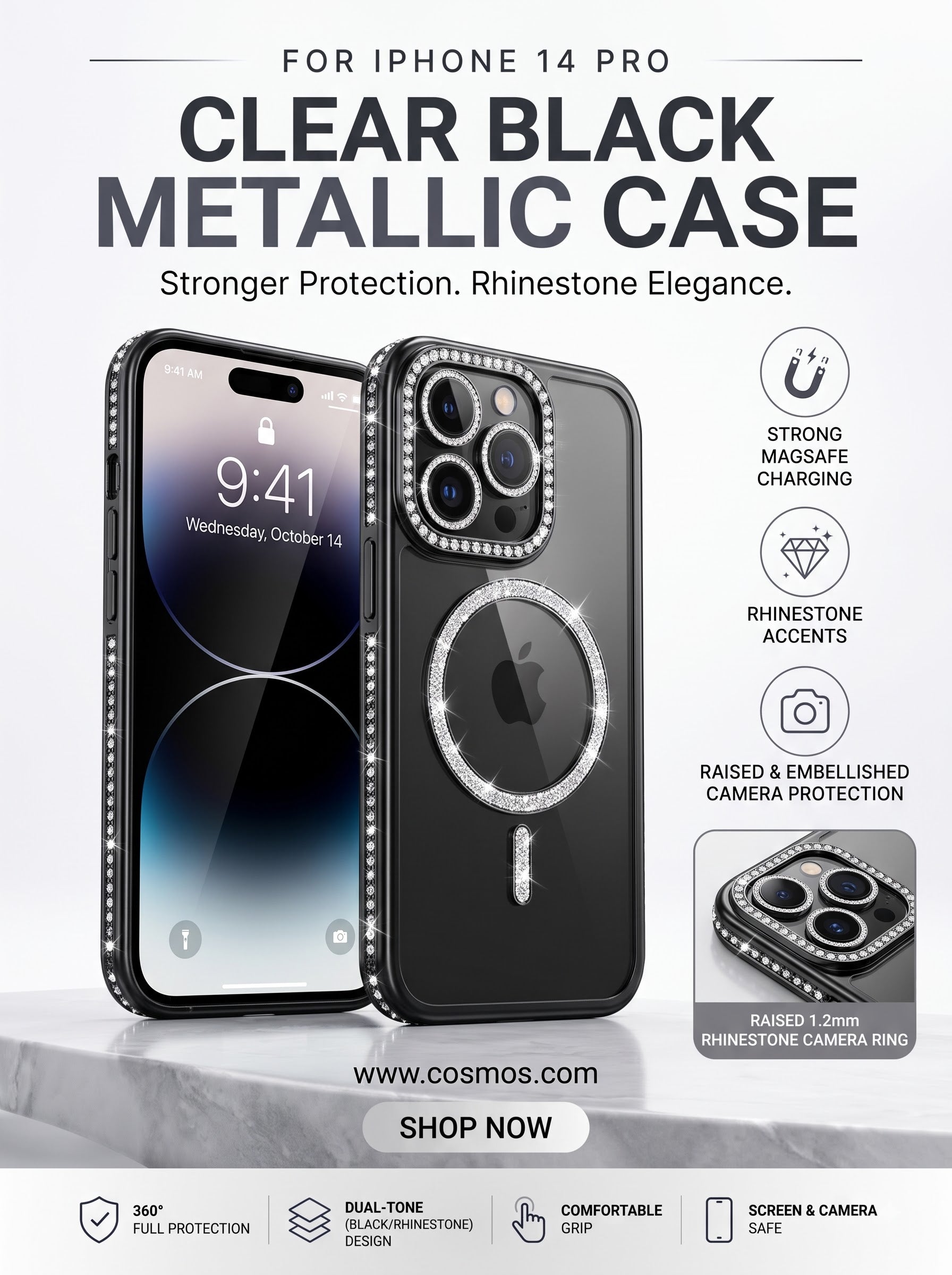 Cosmos™ Electroplated Diamond Sparkle MagSafe iPhone Case | Raised Lens Armor
