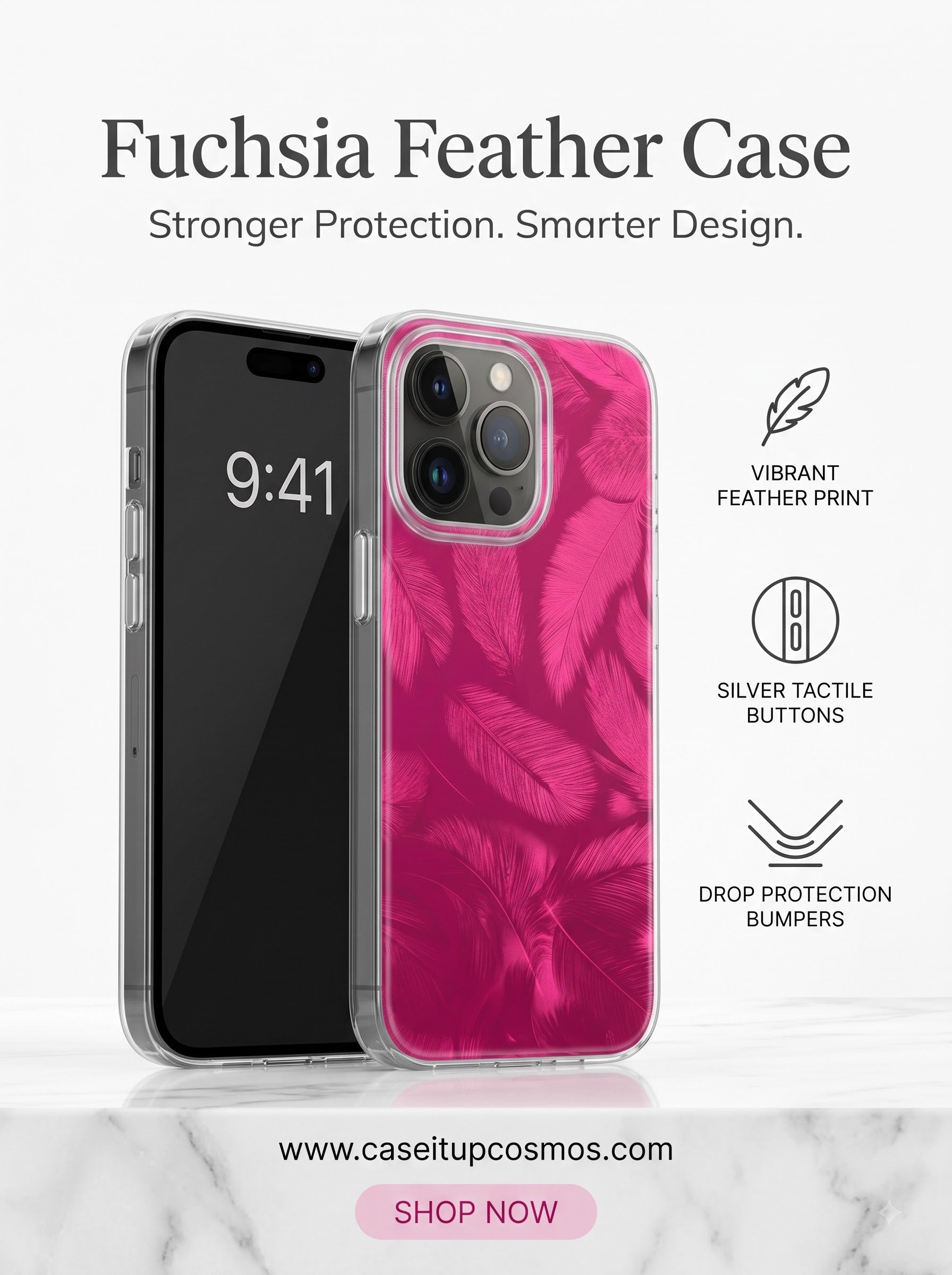 Feather Luxe Transparent Phone Case – Premium Shockproof Designer Cover