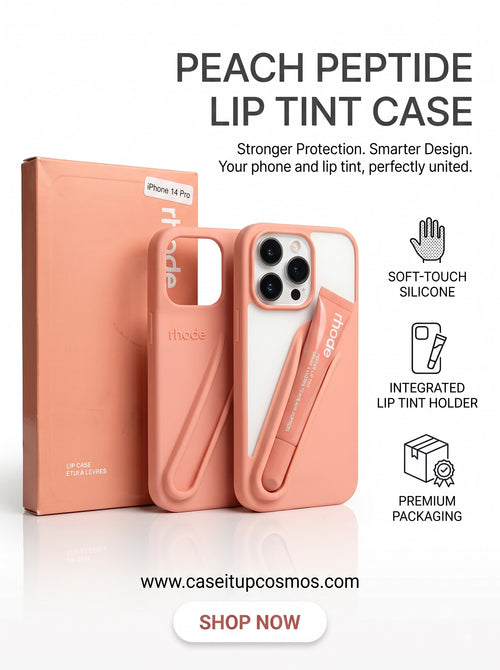 A Soft-Touch Peach Silicone Lip Case for iPhone | Built-In Balm Holster