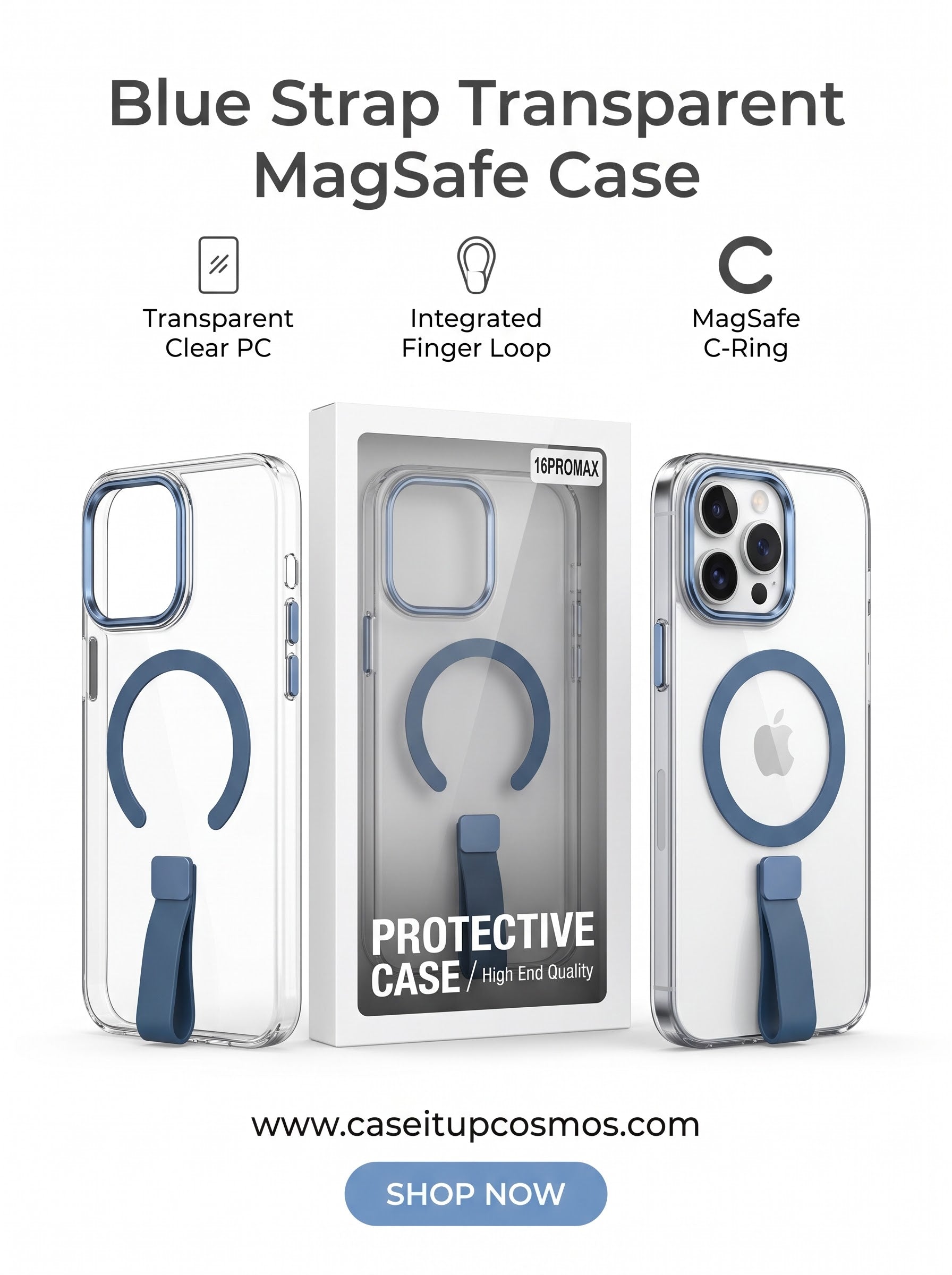 The Studio Edition Clear MagSafe iPhone Case with Ergonomic Finger Loop