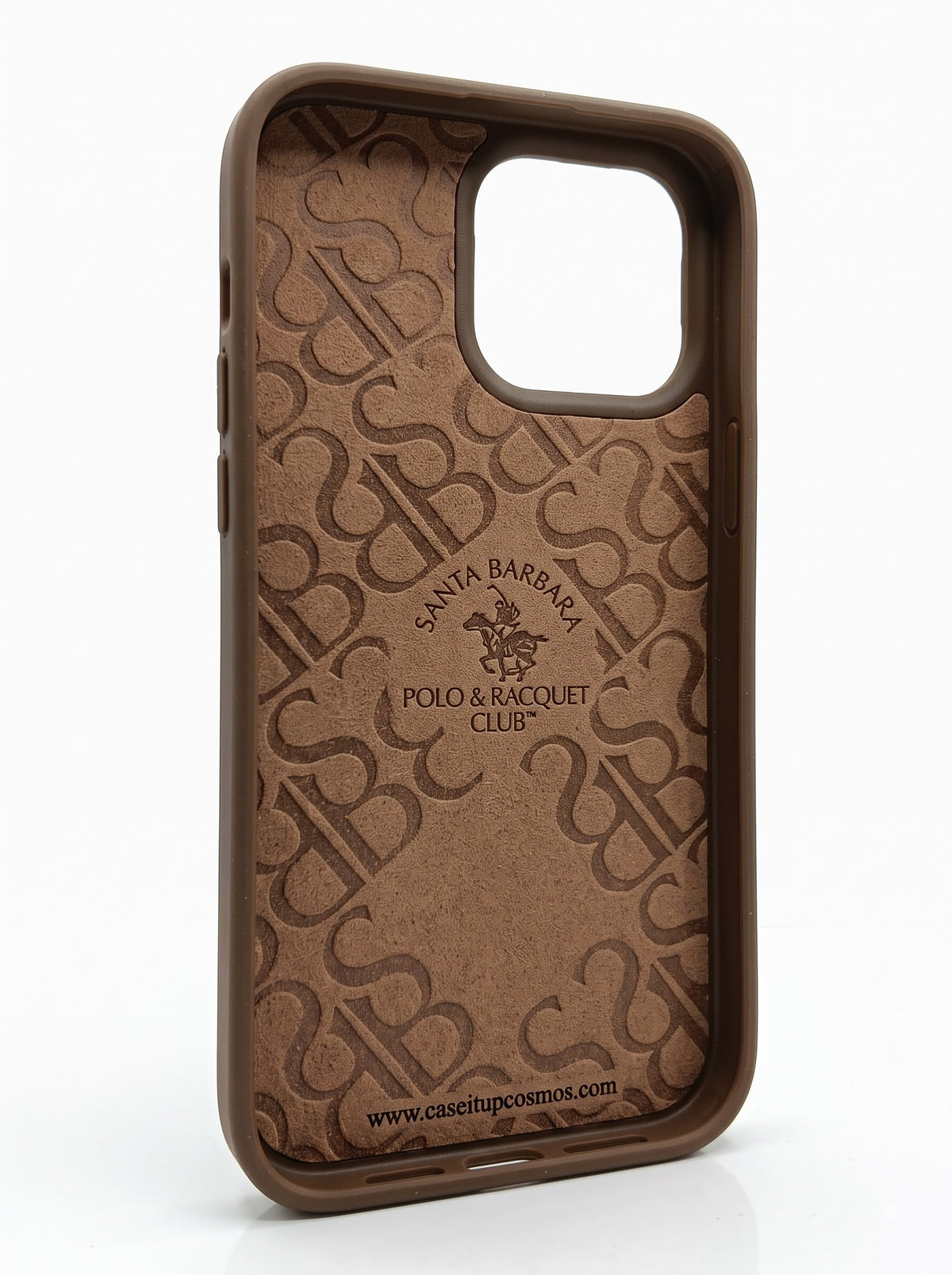 Luxury Cognac Plaid & Debossed Leather Case for iPhone | Suede Interior Bed
