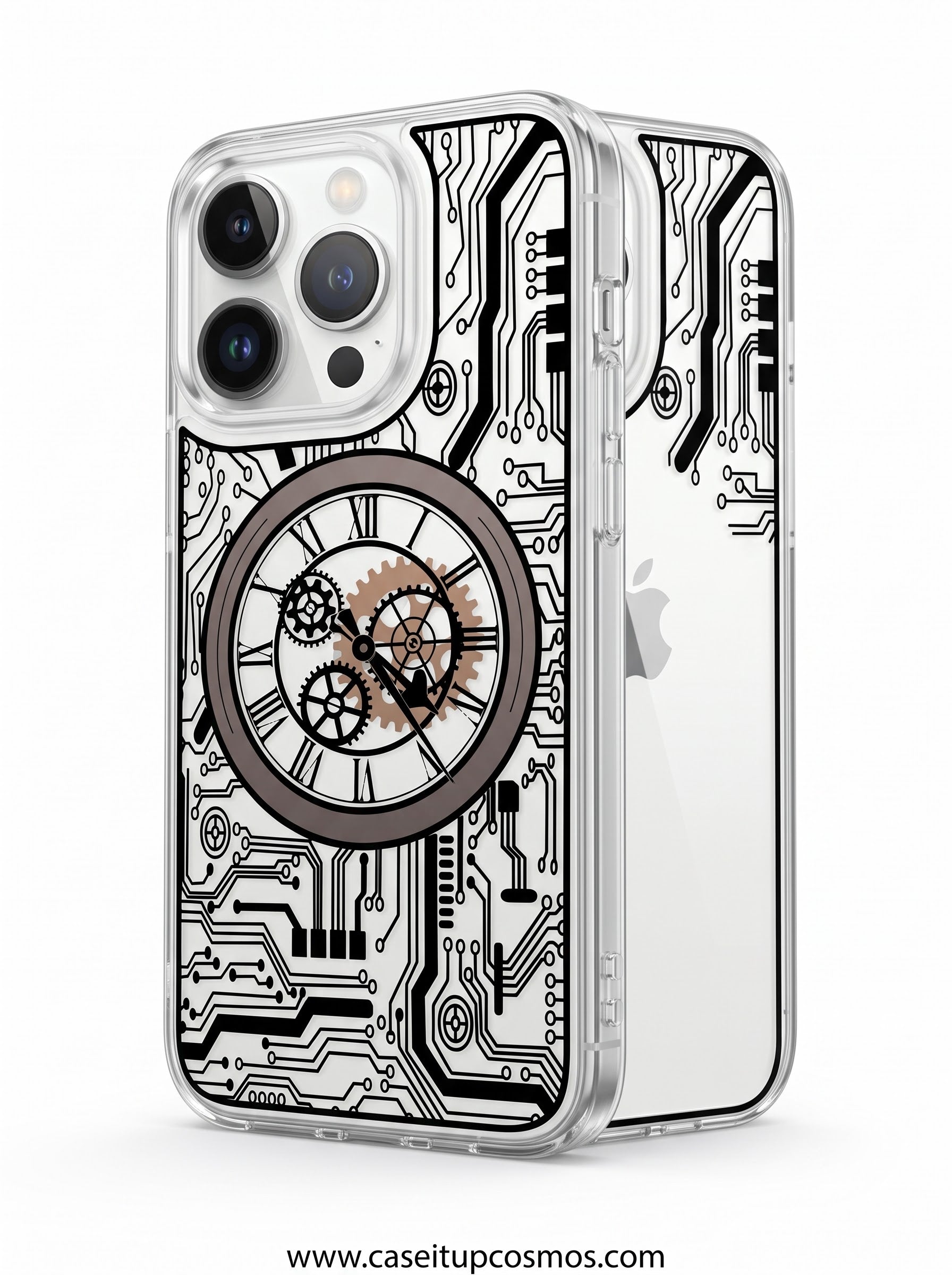 Mechanical Clockwork & Circuit Board MagSafe Case for iPhone | Clear Hybrid