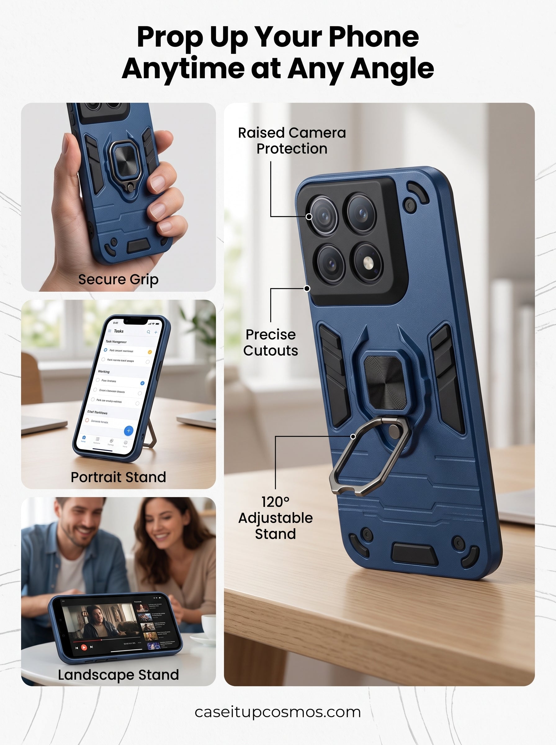Cosmos Titan Armor Case | Rugged Protection with 120° Adjustable Ring Stand