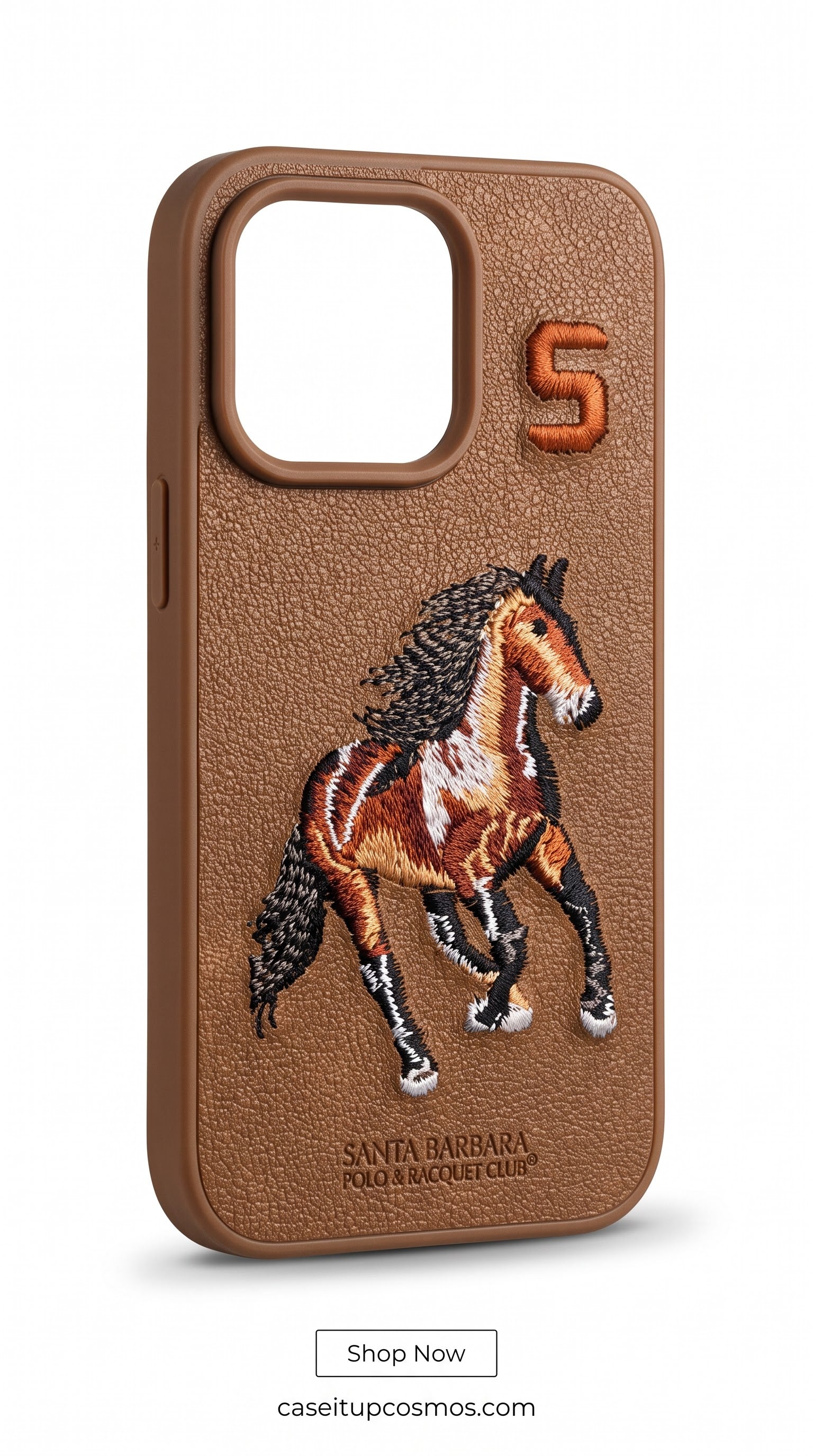 Luxury Embroidered Horse Leather Case – Premium Leather Finish | Shockproof Protective Phone Case