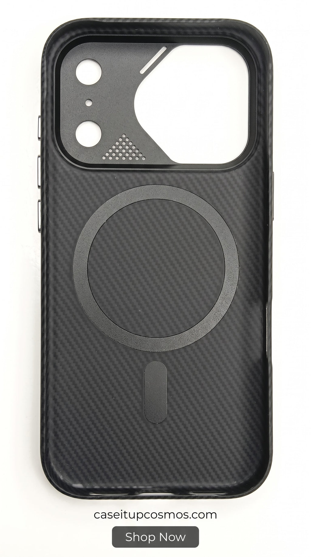 Cyber Carbon Fiber MagSafe Case – Industrial Mecha Camera Armor