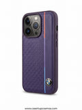 Motorsport Tricolor Stripe iPhone Cover with 3D Metallic Emblem | Indigo Purple