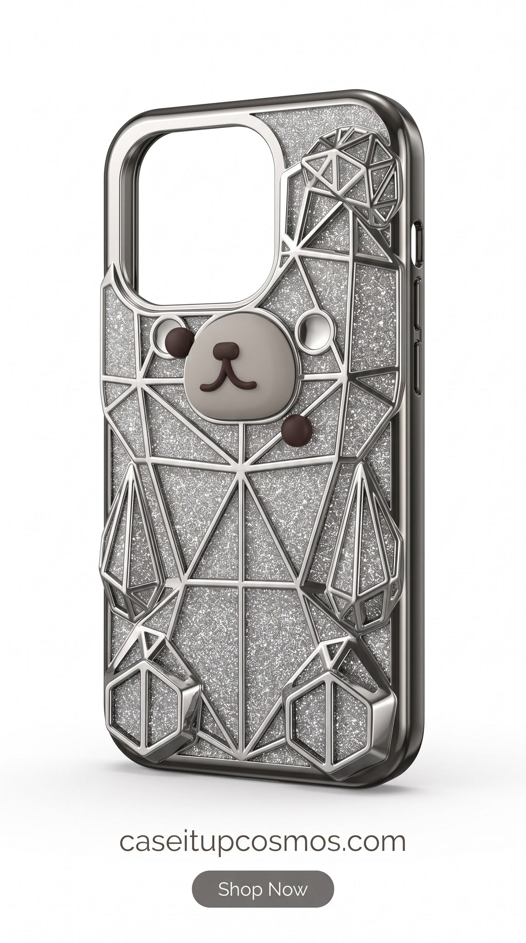 Geometric Bear Glitter Case – Premium Luxury Protective Phone Cover