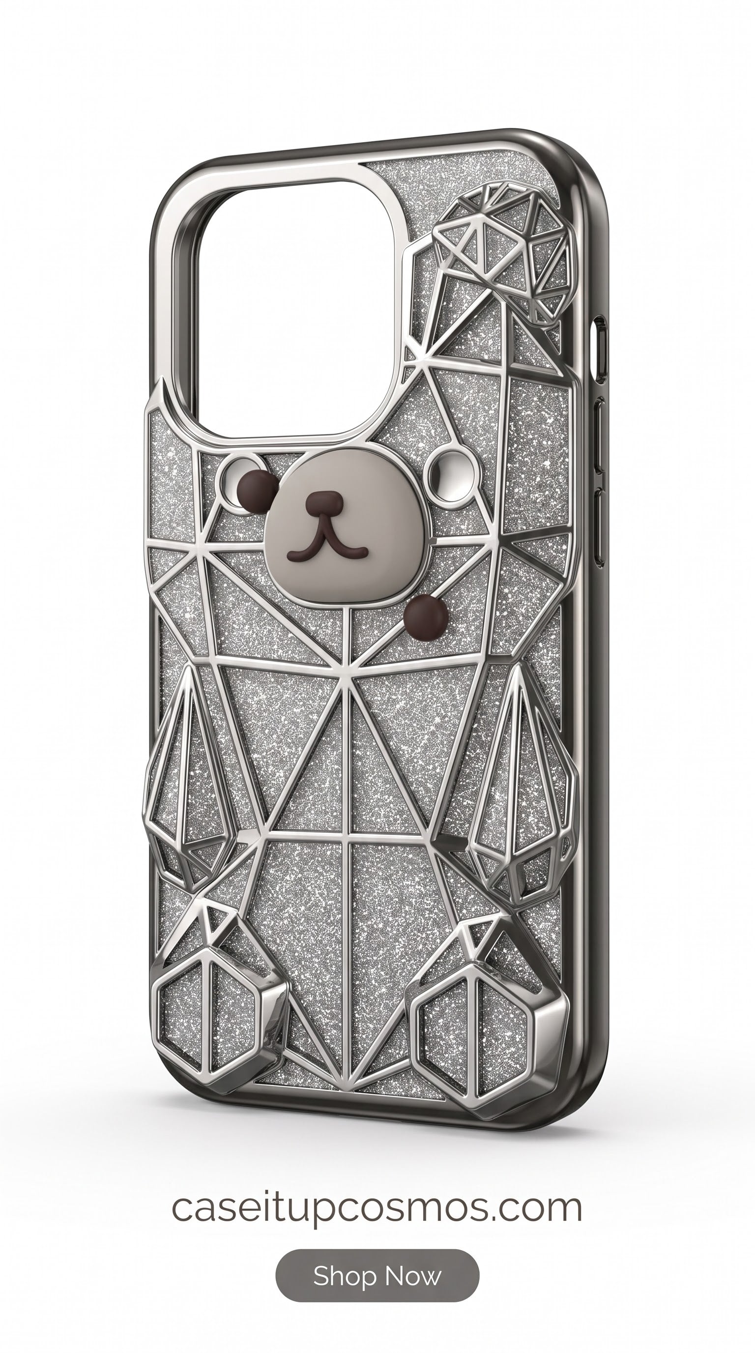 Geometric Bear Glitter Case – Premium Luxury Protective Phone Cover