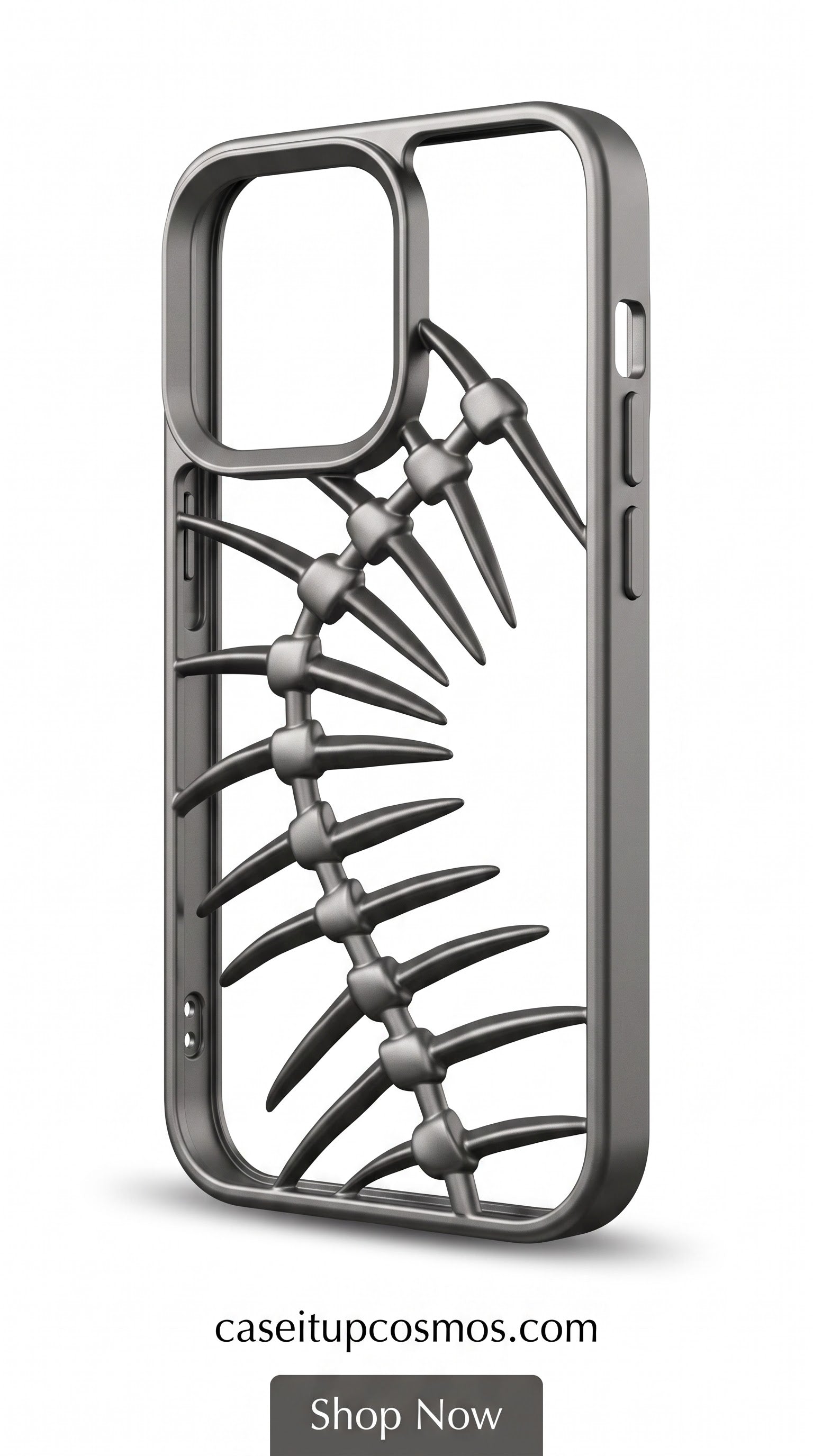 Titanium Grey Skeleton Armor Case for iPhone 15 Pro | Premium Shockproof Protective Cover
