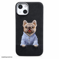 French Bulldog Embroidered Fabric Phone Case
