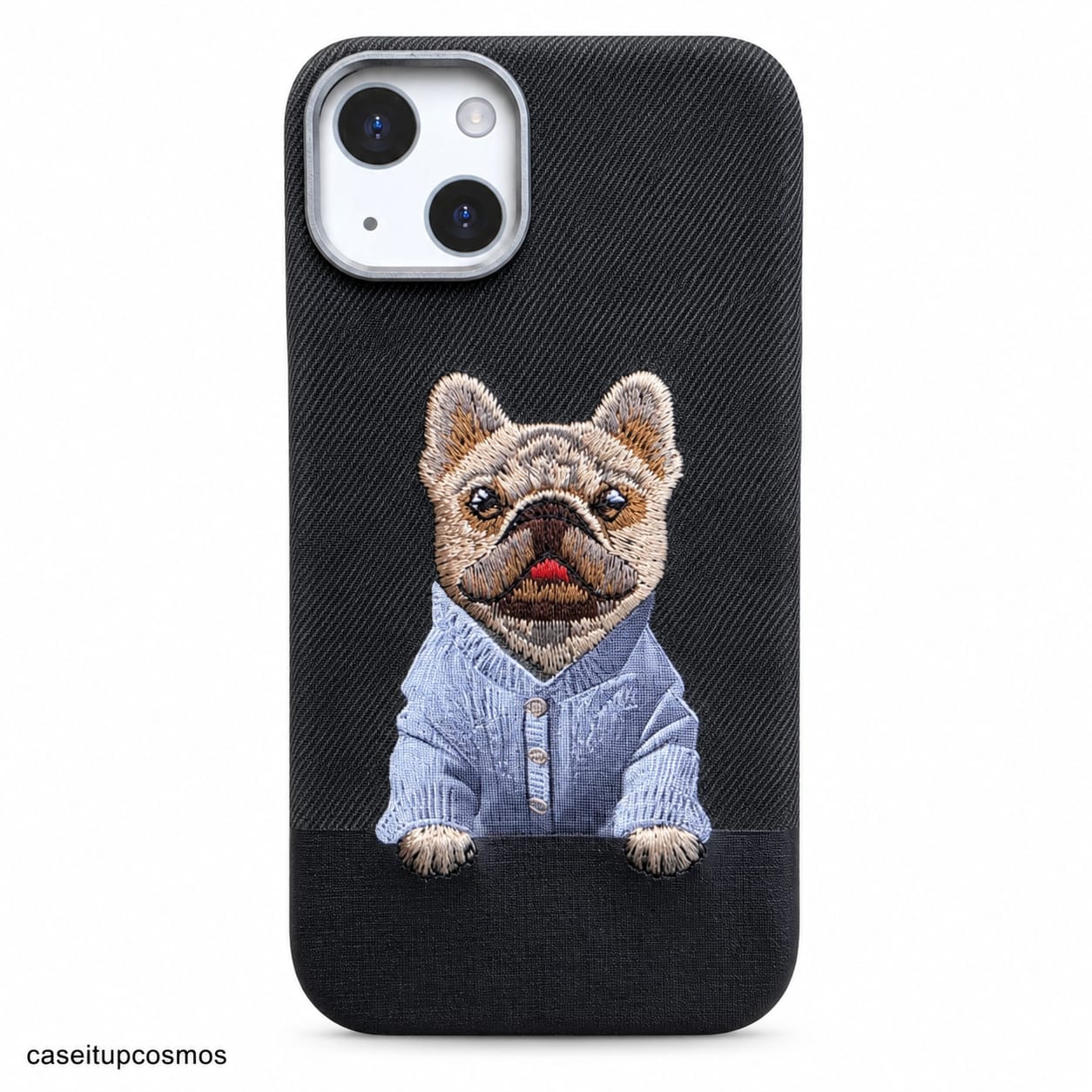 French Bulldog Embroidered Fabric Phone Case