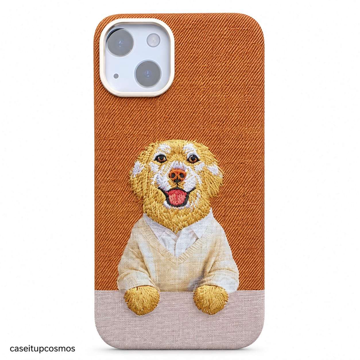 Golden Retriever Embroidered Fabric Phone Case