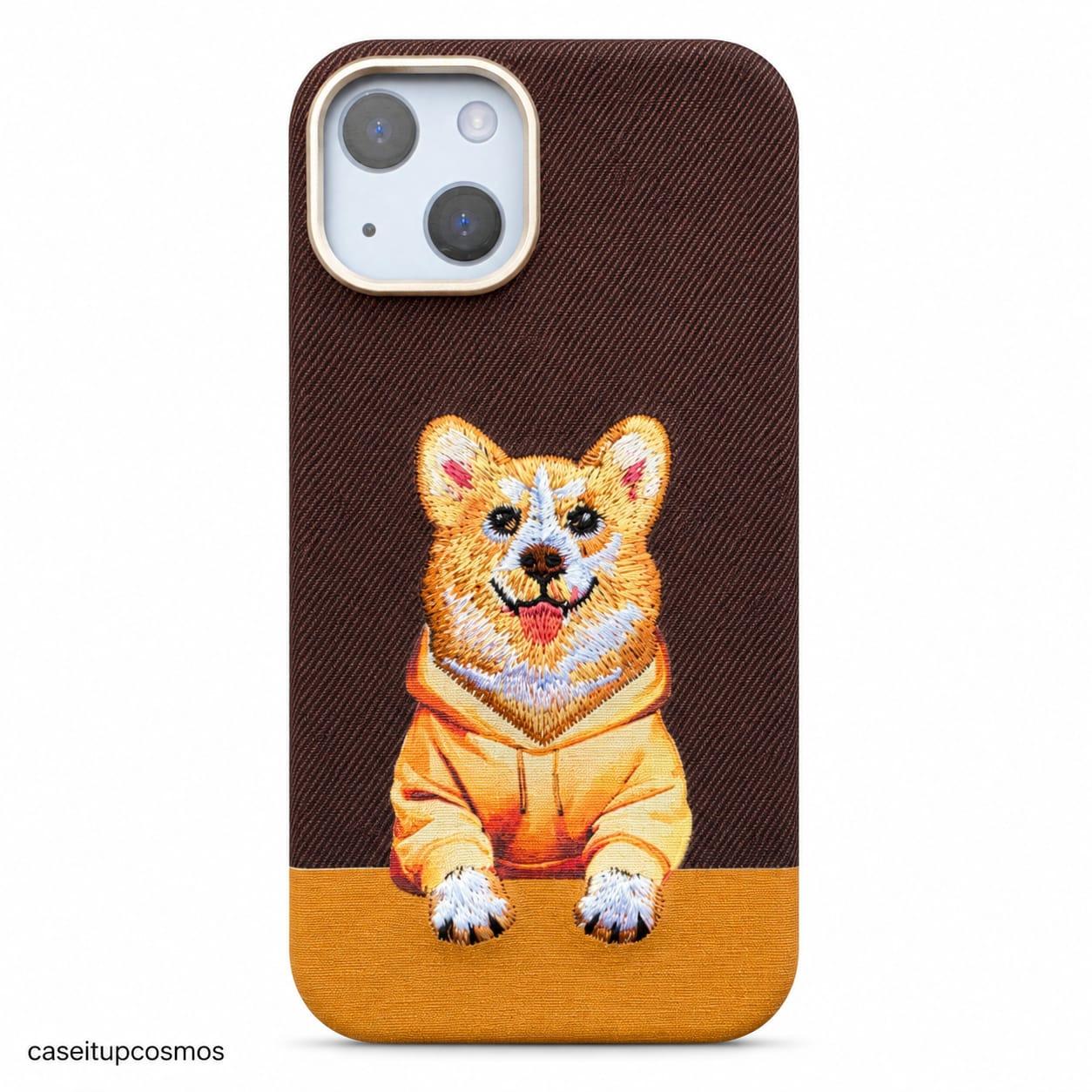 Corgi Embroidered Fabric Phone Case