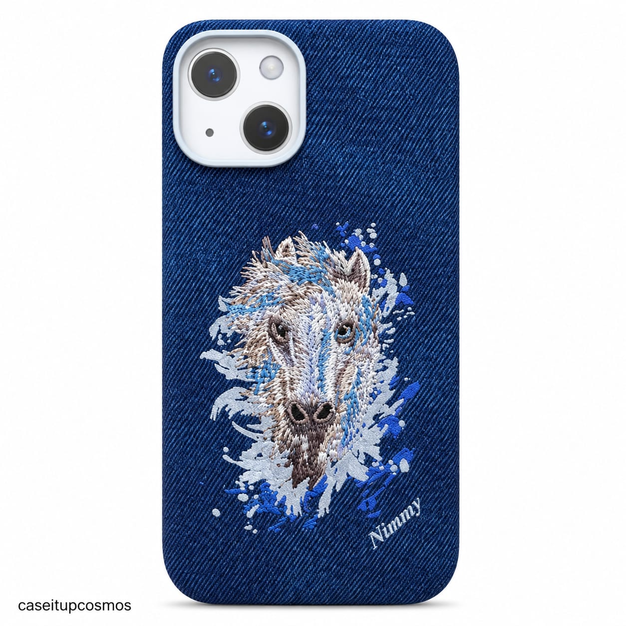 Run Wild: The Nimmy Embroidered Horse Denim iPhone Case