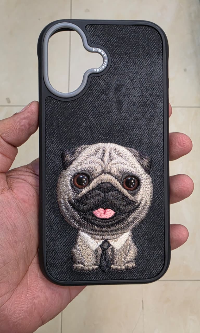 NIMMY Cute Pug Embroidered iPhone Case