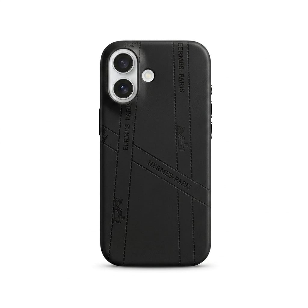 Luxury Black Leather iPhone Case