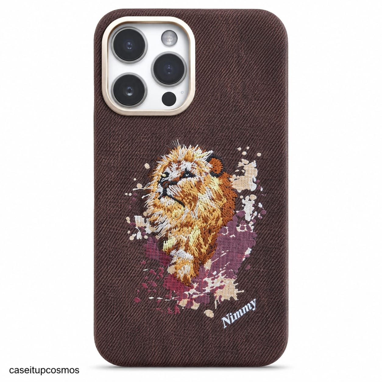 Roar in Style: The Nimmy Embroidered Lion iPhone Case