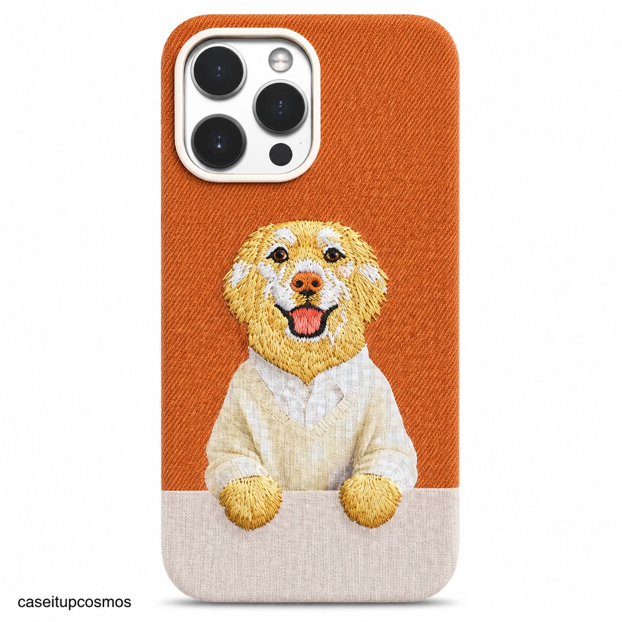 Golden Retriever Embroidered Fabric Phone Case