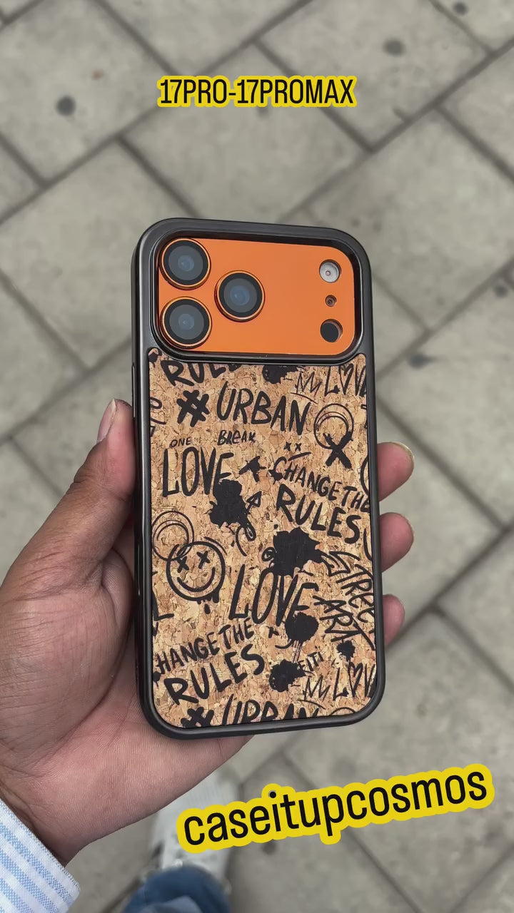 Urban Graffiti Cork Phone Case – Slim Shockproof Protective Cover with Unique Street Art Design