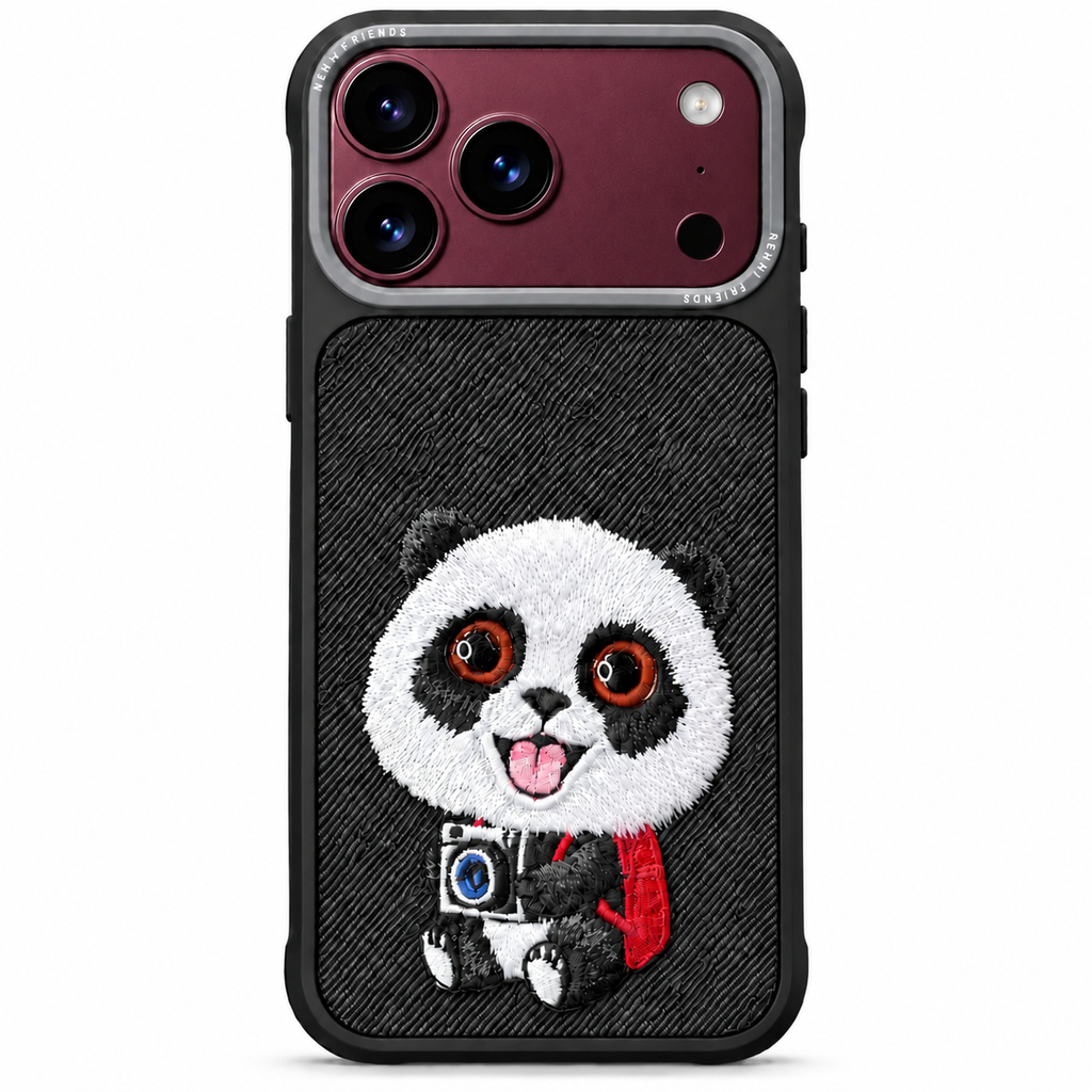 Premium Panda Embroidered Phone Case for iPhone 17 Pro, 17 Pro Max, 18 Pro & 18 Pro Max