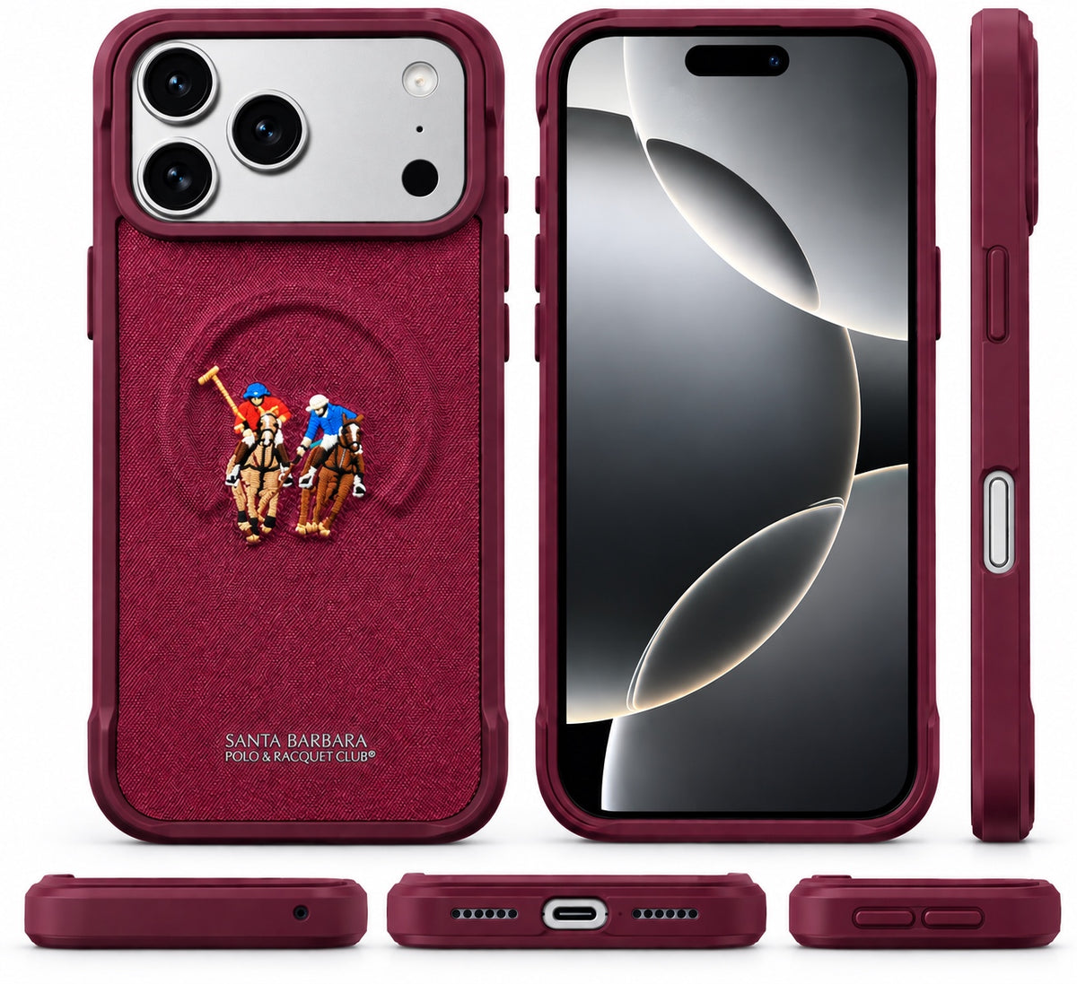 Santa Barbara Polo & Racquet Club case on silver iPhone 18 Pro Max