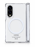 X-Level clear case back view with magnetic ring and hinge cover